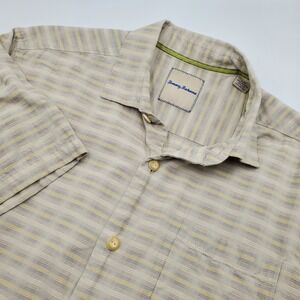 Tommy Bahama Mens Large Silk Cotton Button Up Shirt Short Sleeve Casual